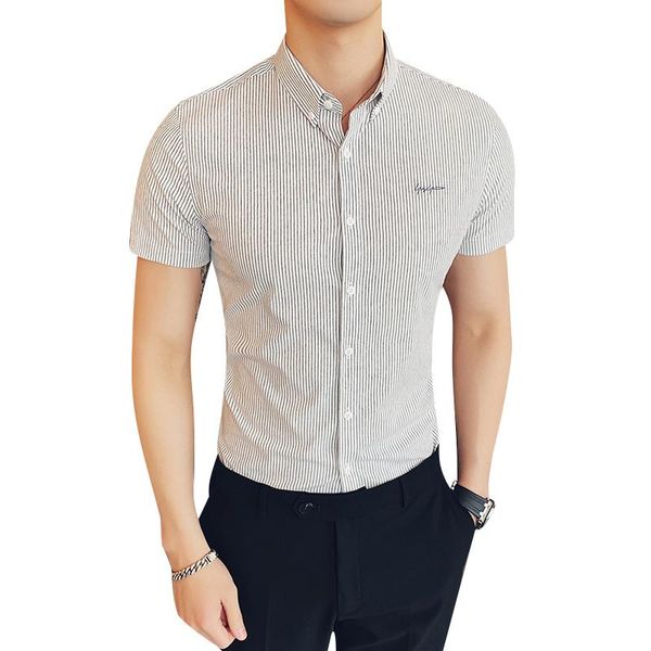 men's casual shirts striped wrinkle-resistant dress shirt short sleeve slim fit button down business white, White;black
men's casual shirts striped wrinkle-resistant dress shirt short sleeve slim fit button down business white, White;black