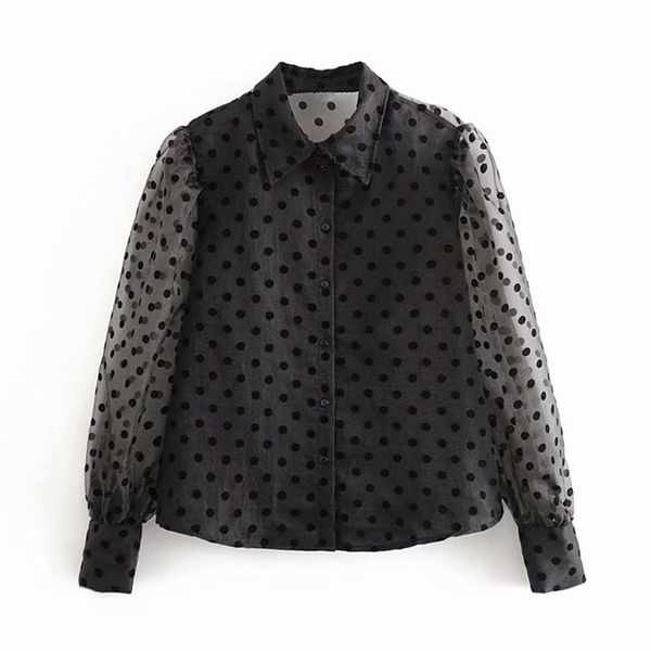 women's blouses & shirts women fashion polka dot organza blouse transparent long sleeve casual bouses female turn down collar chic shir, White
women's blouses & shirts women fashion polka dot organza blouse transparent long sleeve casual bouses female turn down collar chic shir, White
