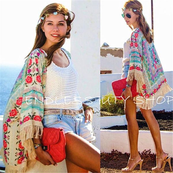 women's jackets women ladies summer 3/4 sleeve boho hippie tassels shawl floral kimono loose jacket cardigan, Black;brown
women's jackets women ladies summer 3/4 sleeve boho hippie tassels shawl floral kimono loose jacket cardigan, Black;brown