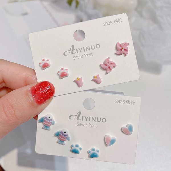 stud s925 6pcs/set cute cartoon candy color heart whale acrylic earrings geometric mini for women jewelry gifts, Golden;silver
stud s925 6pcs/set cute cartoon candy color heart whale acrylic earrings geometric mini for women jewelry gifts, Golden;silver