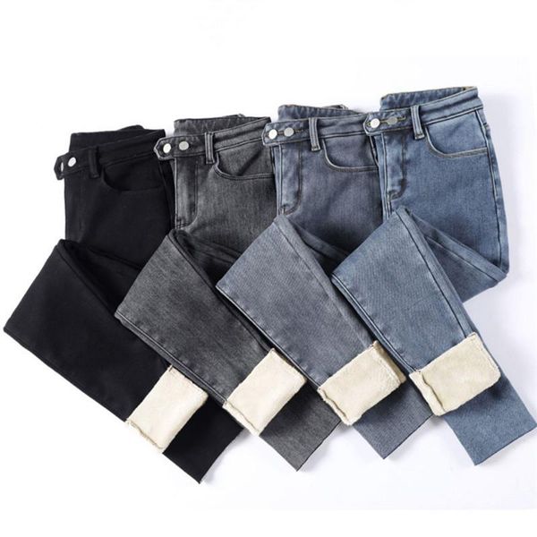 women's jeans 2021 women winter warm cotton stretch denim black trousers solid thicken velvet pencil pants fleece sweatpants p9616, Blue
women's jeans 2021 women winter warm cotton stretch denim black trousers solid thicken velvet pencil pants fleece sweatpants p9616, Blue