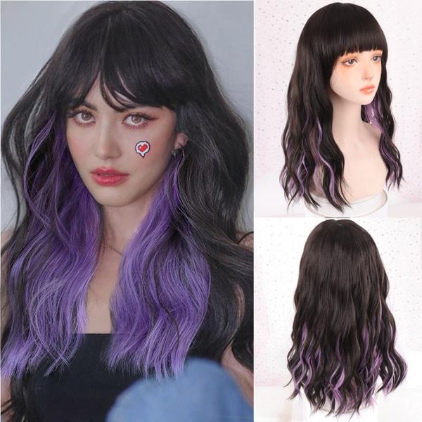 synthetic wigs houyan black and purple long curly hair wig bangs female high temperature silk wavy black/cosplay lolita
synthetic wigs houyan black and purple long curly hair wig bangs female high temperature silk wavy black/cosplay lolita