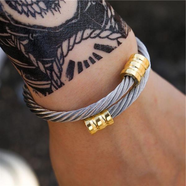 bangle titanium steel 18kgp fashion hiphop rock punk style wire rope bracelet men women bangles, Black
bangle titanium steel 18kgp fashion hiphop rock punk style wire rope bracelet men women bangles, Black