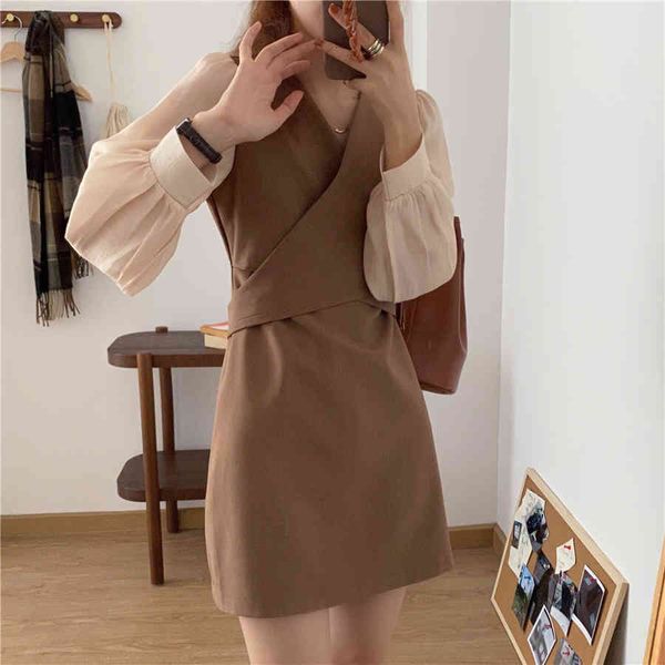 casual dresses french v-neck patchwork high waist 2021 femme girls cross chic all match fashion mini es brief vestidos f7eu, Black;gray
casual dresses french v-neck patchwork high waist 2021 femme girls cross chic all match fashion mini es brief vestidos f7eu, Black;gray
