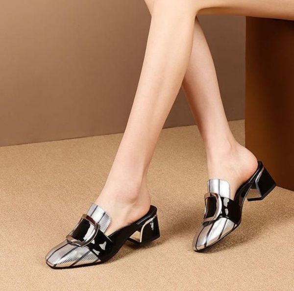 slippers 21 spring and summer style thick-heeled mid-heel baotou british women's half fashion large size shoes, Black
slippers 21 spring and summer style thick-heeled mid-heel baotou british women's half fashion large size shoes, Black