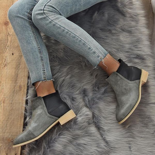 boots woman thick heel shoes women chunky ankle colorblock leather boot high pointed toe plus size 35-43, Black
boots woman thick heel shoes women chunky ankle colorblock leather boot high pointed toe plus size 35-43, Black