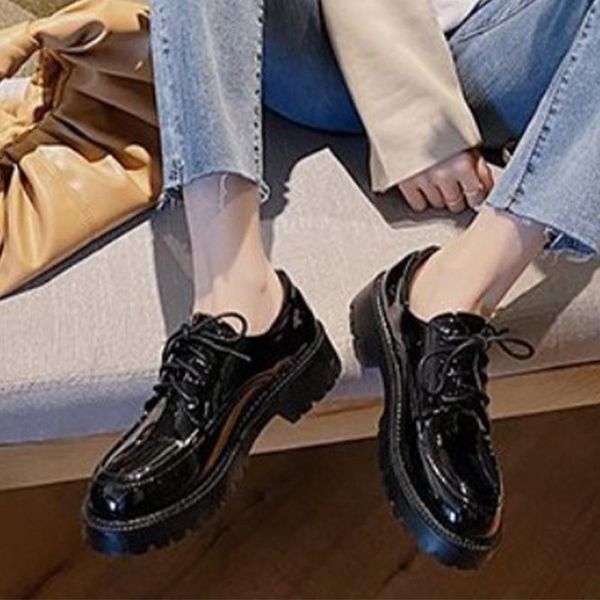dress shoes woman loafers spring autumn fashion trend thick bottom platform lace up blace ladies japanese korean style all match, Black
dress shoes woman loafers spring autumn fashion trend thick bottom platform lace up blace ladies japanese korean style all match, Black