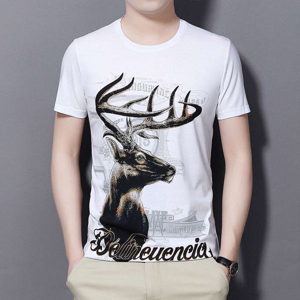 printing new summer t-shirt pattern 3d short sleeve large versatile men's bottom coat, White
printing new summer t-shirt pattern 3d short sleeve large versatile men's bottom coat, White