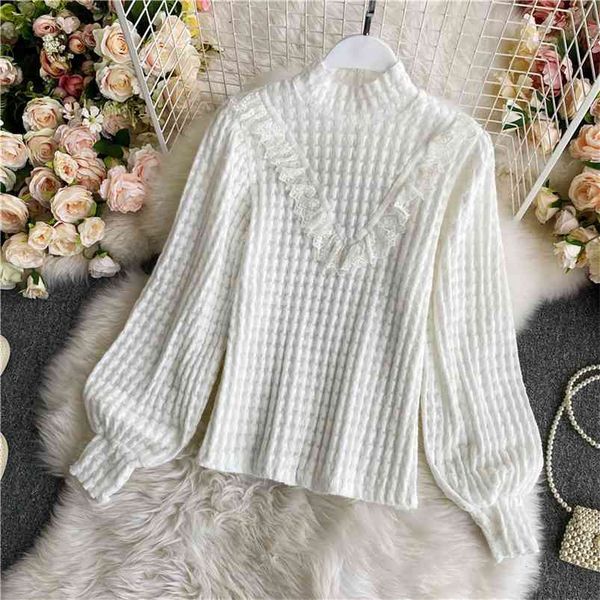 half-high collar ruffled lace shirt spring and autumn long sleeves loose thin temperament wild fashion sweet base coat uk083 210507, White
half-high collar ruffled lace shirt spring and autumn long sleeves loose thin temperament wild fashion sweet base coat uk083 210507, White