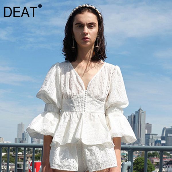 deat women white hollow waist + high waist shorts puff sleeve embroidered v-neck slim fit fashion tide summer 7d00450 210428
deat women white hollow waist + high waist shorts puff sleeve embroidered v-neck slim fit fashion tide summer 7d00450 210428