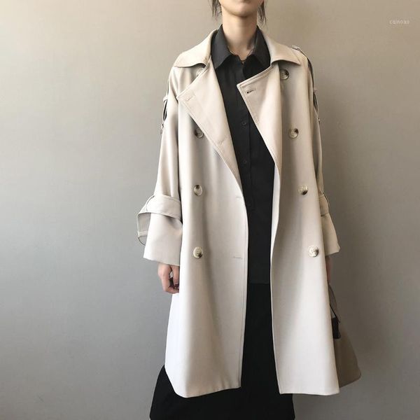 women's trench coats women coat 2021 autumn winter korean style loose long windbreaker female elegant solid outwear, Tan;black
women's trench coats women coat 2021 autumn winter korean style loose long windbreaker female elegant solid outwear, Tan;black