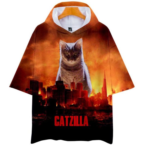 women's t-shirt catzilla hoodies 3d short sleeve summer hooded kawaii cat tshirt breathable for men and women, White
women's t-shirt catzilla hoodies 3d short sleeve summer hooded kawaii cat tshirt breathable for men and women, White