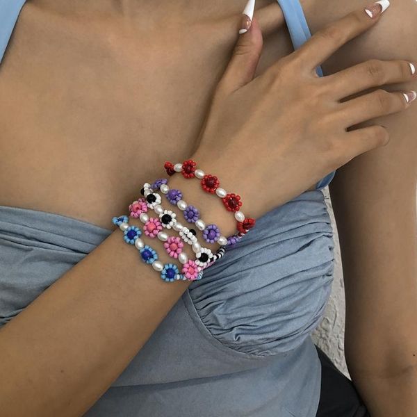 beaded, strands creative bohemian handmade bead flower bracelet for women fashion korean cute colorful simulated pearl daisy stretch bangle, Black
beaded, strands creative bohemian handmade bead flower bracelet for women fashion korean cute colorful simulated pearl daisy stretch bangle, Black