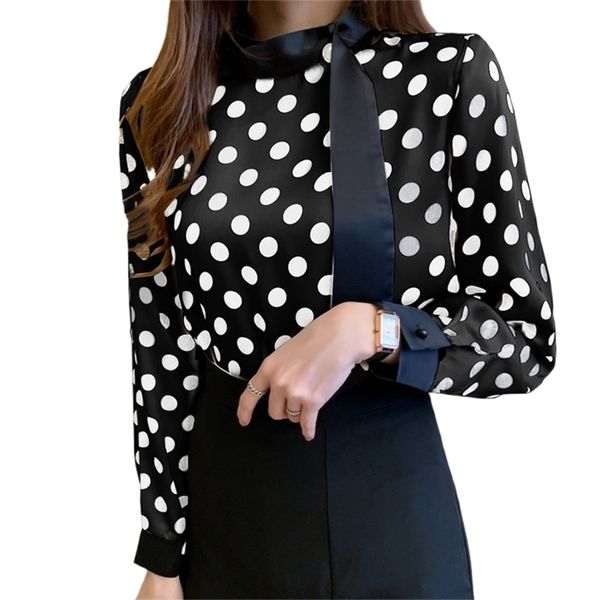 fashion women's chiffon shirt spring fashion retro polka dot streamer versatile design pearl temperament blouse 210520, White;black
fashion women's chiffon shirt spring fashion retro polka dot streamer versatile design pearl temperament blouse 210520, White;black
