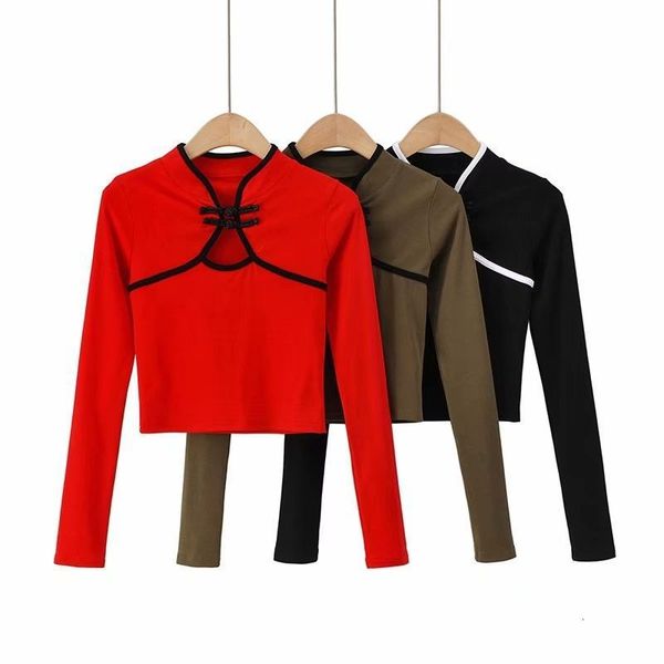 t shirt 2021 spring pullover button hollow out long sleeve slim fitting short bottomed women's, White
t shirt 2021 spring pullover button hollow out long sleeve slim fitting short bottomed women's, White