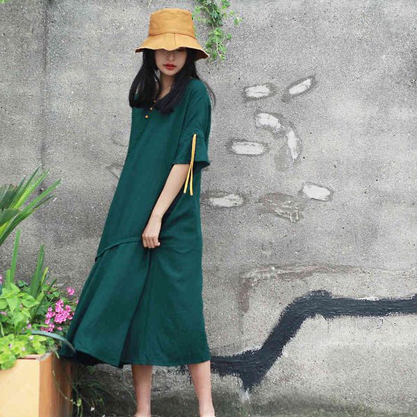 johnature vintage loose comfortable women dress cotton and linen solid color flare sleeve o-neck summer simple dress 210521, Black;gray
johnature vintage loose comfortable women dress cotton and linen solid color flare sleeve o-neck summer simple dress 210521, Black;gray