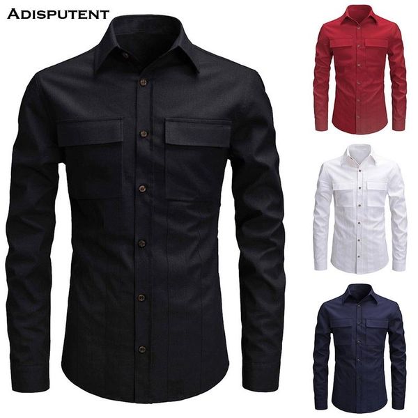men's casual shirts adisputent 2021 spring slim fit shirt homme long sleeve button down pocket trun collar solid office, White;black
men's casual shirts adisputent 2021 spring slim fit shirt homme long sleeve button down pocket trun collar solid office, White;black