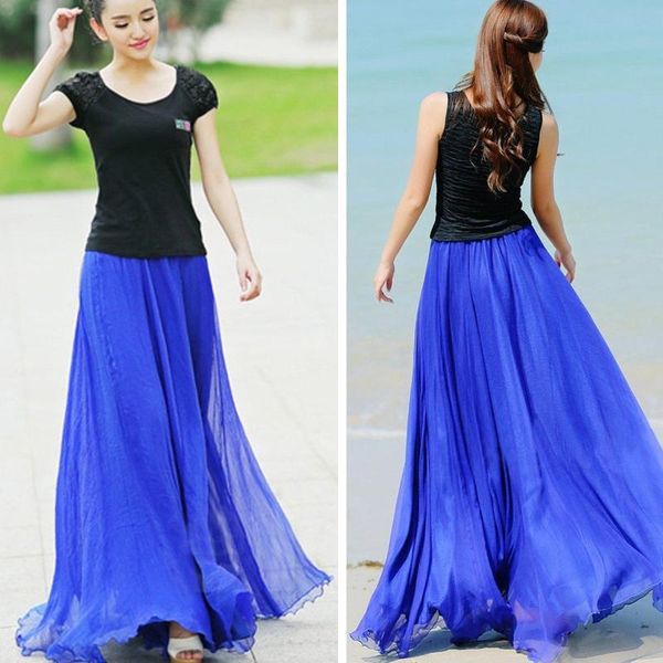 skirts fashion sweet women double layer chiffon pleated retro long maxi elastic waist skirt, Black
skirts fashion sweet women double layer chiffon pleated retro long maxi elastic waist skirt, Black