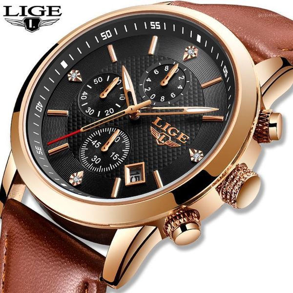 wristwatches 2021 lige brand casual fashion men quartz watch luxury military leather strap chronograph relogio masculino, Slivery;brown
wristwatches 2021 lige brand casual fashion men quartz watch luxury military leather strap chronograph relogio masculino, Slivery;brown