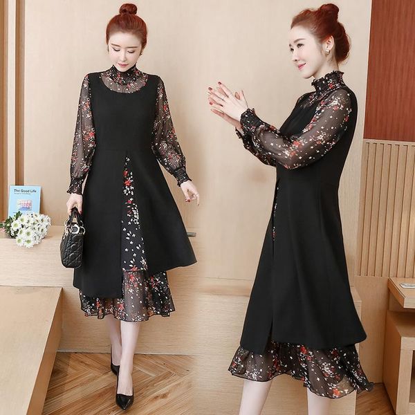 autumn plus size women dress long sleeve chiffon patchwork big work office floral vintage vestidos 5xl casual dresses, Black;gray
autumn plus size women dress long sleeve chiffon patchwork big work office floral vintage vestidos 5xl casual dresses, Black;gray