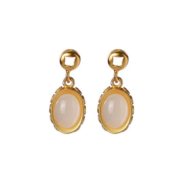 stud 925 sterling silver gold plated hetian white jade earrings retro personalized coin ingot earring pendant for ladies, Golden;silver
stud 925 sterling silver gold plated hetian white jade earrings retro personalized coin ingot earring pendant for ladies, Golden;silver