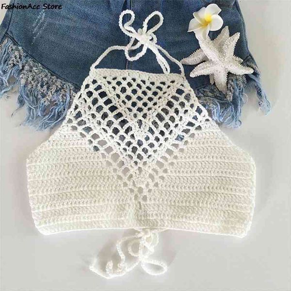 crochet knit bikini bra beach summer short vest hollow out female swimwear solid bikini, White;black 
crochet knit bikini bra beach summer short vest hollow out female swimwear solid bikini, White;black