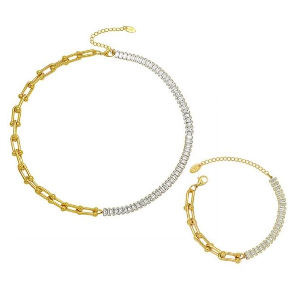 exaggerated u-shaped horseshoe zircon necklace chains stainless steel bracelet set gold for women accessories jewellery on the neck, Silver
exaggerated u-shaped horseshoe zircon necklace chains stainless steel bracelet set gold for women accessories jewellery on the neck, Silver