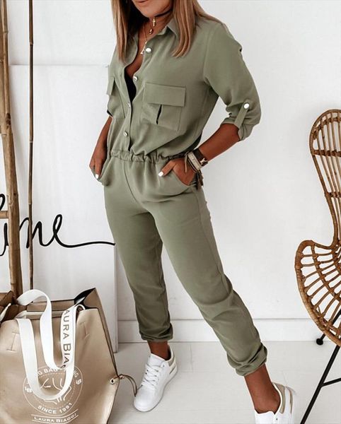 fashion long sleeve women romper one piece outfit overalls autumn clothes pocket design elastic waist jumpsuit, Black;white
fashion long sleeve women romper one piece outfit overalls autumn clothes pocket design elastic waist jumpsuit, Black;white