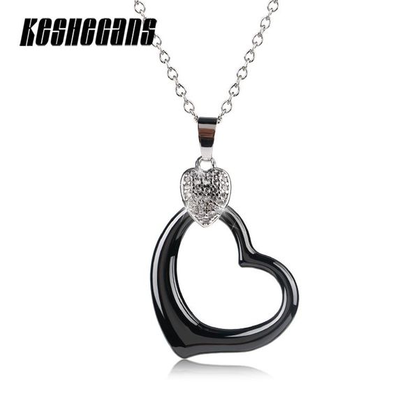 pendant necklaces design unique double heart necklace black white ceramic with full of crystal metal women fashion jewelry, Silver
pendant necklaces design unique double heart necklace black white ceramic with full of crystal metal women fashion jewelry, Silver