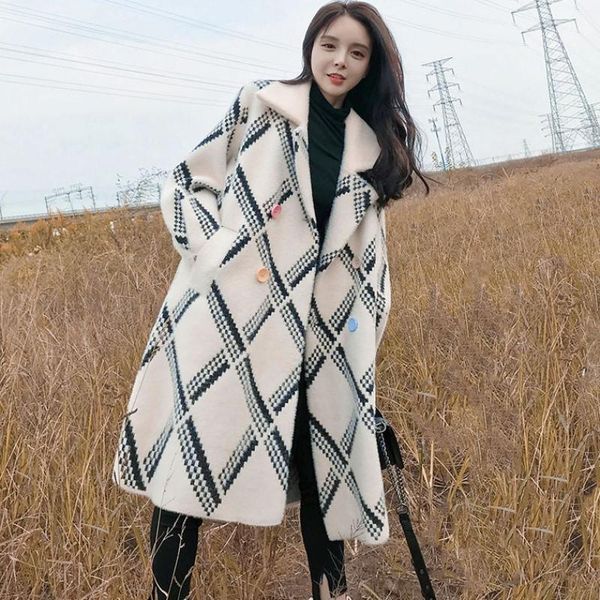 women's wool & blends mink velvet coat ladies long korean version loose plaid autumn and winter fashion cardigan double breasted,a327, Black
women's wool & blends mink velvet coat ladies long korean version loose plaid autumn and winter fashion cardigan double breasted,a327, Black