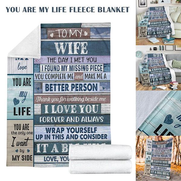 you are my life fleece blanket letter printed warm for sofa bed carpets
you are my life fleece blanket letter printed warm for sofa bed carpets
