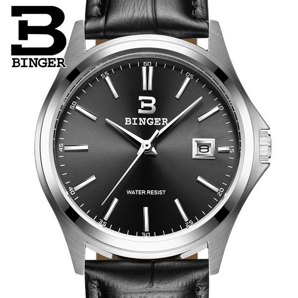 wristwatches switzerland men's watch binger quartz leather strap clock waterproof complete calendar b3052a-6, Slivery;brown 
wristwatches switzerland men's watch binger quartz leather strap clock waterproof complete calendar b3052a-6, Slivery;brown