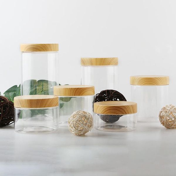 storage bottles & jars 200/300ml 12pcs empty clear pet containers with plastic imitation wood lids wide mouth lid container
storage bottles & jars 200/300ml 12pcs empty clear pet containers with plastic imitation wood lids wide mouth lid container
