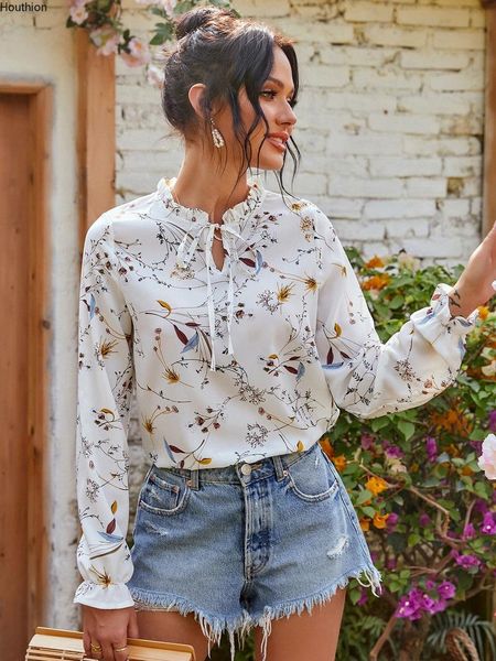 women's blouses & shirts blouse floral print summer slim ruffle v-neck bow casual fashion long sleeve shirt houthion, White
women's blouses & shirts blouse floral print summer slim ruffle v-neck bow casual fashion long sleeve shirt houthion, White