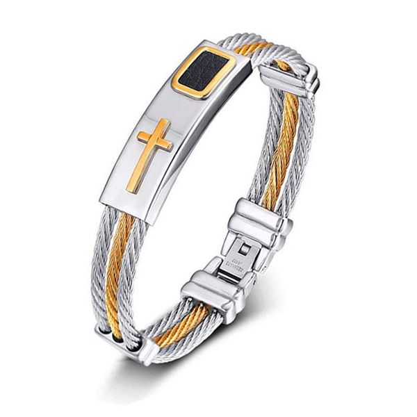mens bracelet stainless steel charm chains on hand fashion three-row wire braided gold and cross wholesale bracelets, Golden;silver
mens bracelet stainless steel charm chains on hand fashion three-row wire braided gold and cross wholesale bracelets, Golden;silver
