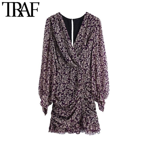 traf women chic fashion floral print pleated mini dress v neck long sleeve back zipper female dresses vestidos mujer 210415, Black;gray
traf women chic fashion floral print pleated mini dress v neck long sleeve back zipper female dresses vestidos mujer 210415, Black;gray