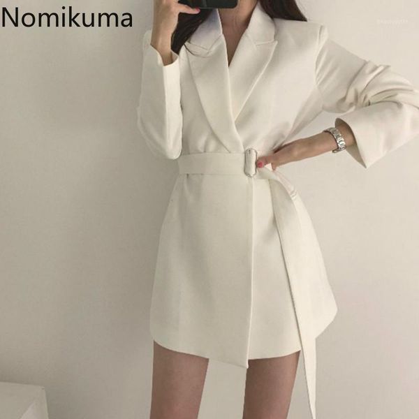 nomikuma elegant fashion long sleeve white blazers women solid color slim waist lace up vintage jackets korean style ropa 3b472 women's, White;black
nomikuma elegant fashion long sleeve white blazers women solid color slim waist lace up vintage jackets korean style ropa 3b472 women's, White;black