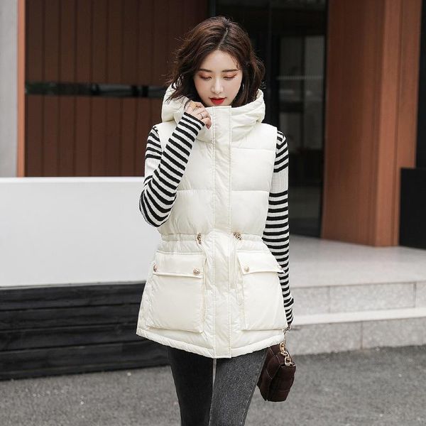 women's vests slim winter hooded solid cotton padded ladies casual sleeveless jacket pockets autumn fashion waistcoat for female, Black;white
women's vests slim winter hooded solid cotton padded ladies casual sleeveless jacket pockets autumn fashion waistcoat for female, Black;white