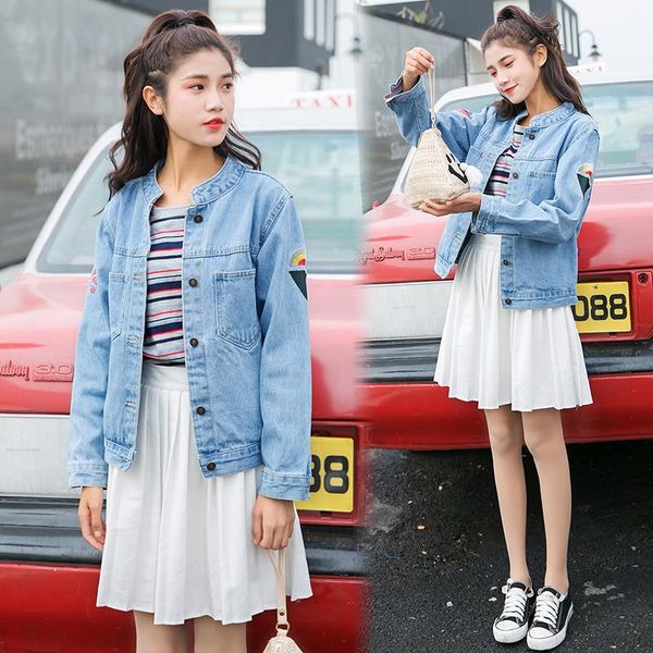 women's jackets 2021 spring and autumn korean style long-sleeved denim jacket female short loose student trend, Black;brown
women's jackets 2021 spring and autumn korean style long-sleeved denim jacket female short loose student trend, Black;brown