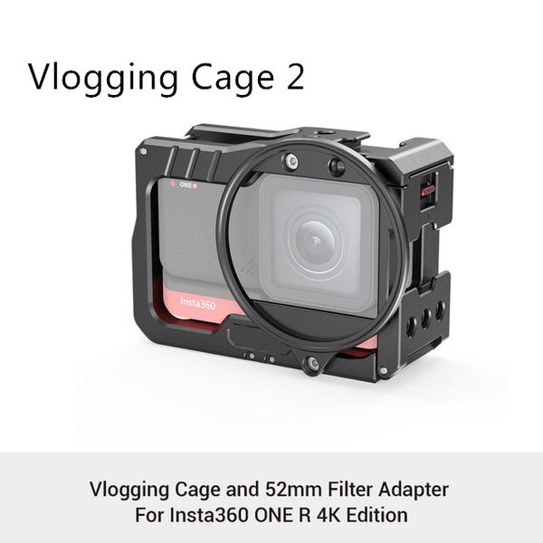 Image of Vlogging Aluminum Cage for Insta360 ONE R Vlog Cage Folding GoProe-type mounting fingers