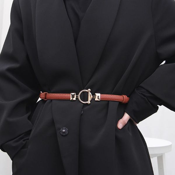 belts women pu leather thin belt simple fashion metal buckle hook adjustable waist strap for dress decoration waistband, Black;brown
belts women pu leather thin belt simple fashion metal buckle hook adjustable waist strap for dress decoration waistband, Black;brown