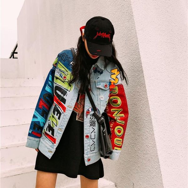 women's jackets 2021 spring autumn female denim jacket street style women outercoat loose ladies coat print fashion high quatily qt112, Black;brown
women's jackets 2021 spring autumn female denim jacket street style women outercoat loose ladies coat print fashion high quatily qt112, Black;brown