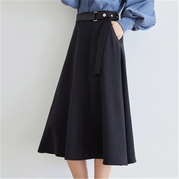 black plus size streetwear office lady femme all match sweet women high waist a-line gentle long skirt 210421
black plus size streetwear office lady femme all match sweet women high waist a-line gentle long skirt 210421