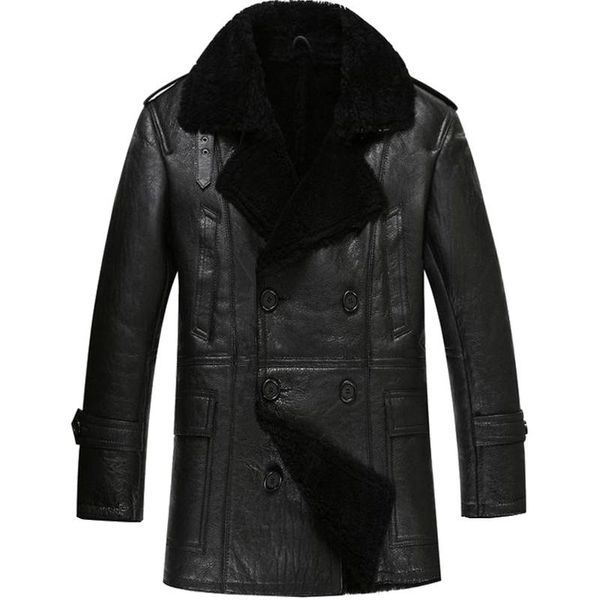 men's leather & faux jacket real fur coat sheep shearling men short winter wool 2021 veste homme 158 yy825, Black
men's leather & faux jacket real fur coat sheep shearling men short winter wool 2021 veste homme 158 yy825, Black