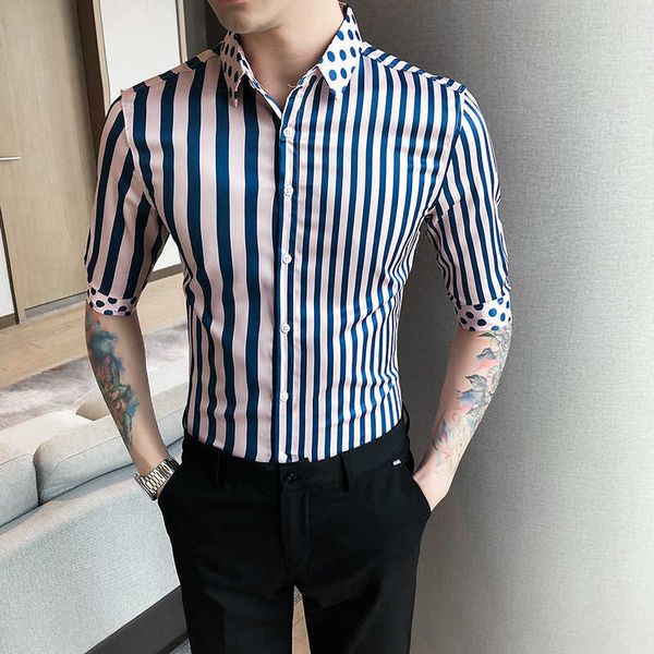 spring summer shirt men half sleeve striped shirt casual business formal dress shirts lapel polka dot chemise homme 210527, White;black
spring summer shirt men half sleeve striped shirt casual business formal dress shirts lapel polka dot chemise homme 210527, White;black