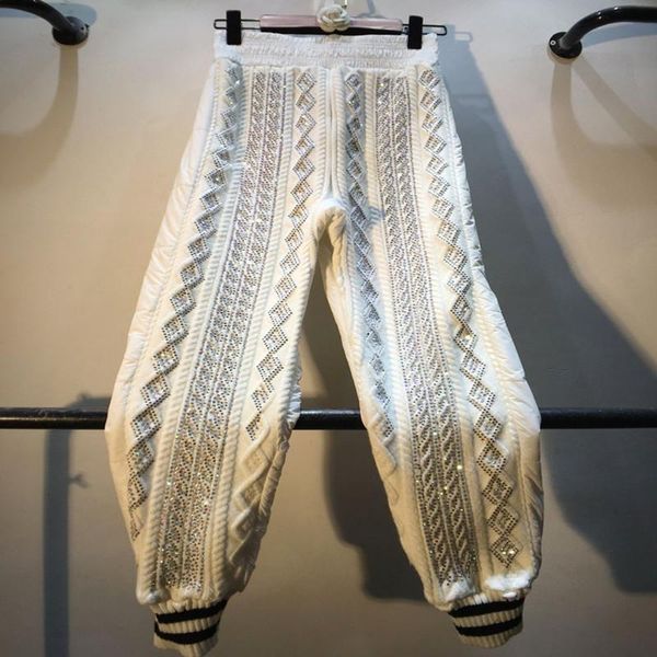 heavy industry drilling elastic waist casual down cotton pants women twist knitting thick winter diamond harem trouser women's & capris, Black;white
heavy industry drilling elastic waist casual down cotton pants women twist knitting thick winter diamond harem trouser women's & capris, Black;white