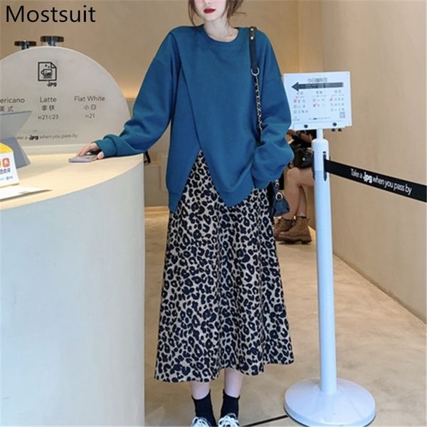 korean fashion two piece set women blue sweater + leopard prnted skirt outfits vintage female stylish matching 210514, White
korean fashion two piece set women blue sweater + leopard prnted skirt outfits vintage female stylish matching 210514, White