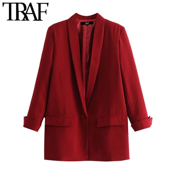 women fashion office wear pockets blazer coat vintage three quarter sleeve female outerwear chic 210507, White;black
women fashion office wear pockets blazer coat vintage three quarter sleeve female outerwear chic 210507, White;black
