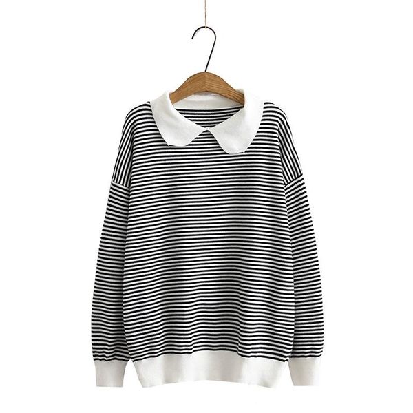 women's sweaters plus size striped autumn winter long sleeved casual pullovers drop shoulder outerwear, White;black
women's sweaters plus size striped autumn winter long sleeved casual pullovers drop shoulder outerwear, White;black