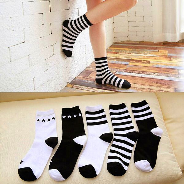 5 pairs white black striple simple sporty style harajuku socks women cotton star ankle socks female fashion funny striped socks, Black;white
5 pairs white black striple simple sporty style harajuku socks women cotton star ankle socks female fashion funny striped socks, Black;white